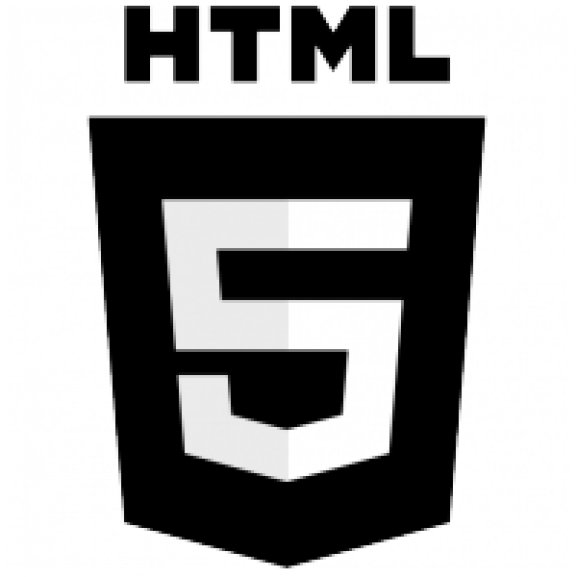 Logo of HTML5 with wordmark black&amp;white