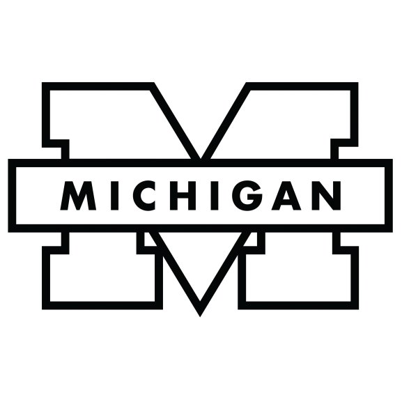 Logo of Michigan Wolverine Logo Black and White Version 